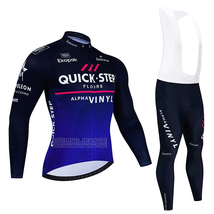 2023 Cycling Jersey Deceuninck Quick Step Black Blue Long Sleeve and Bib Short